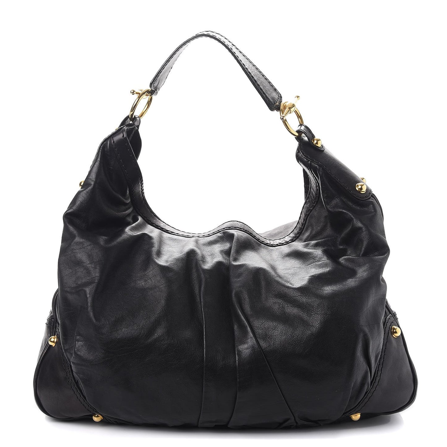 Calfskin Large Jockey Hobo Black
