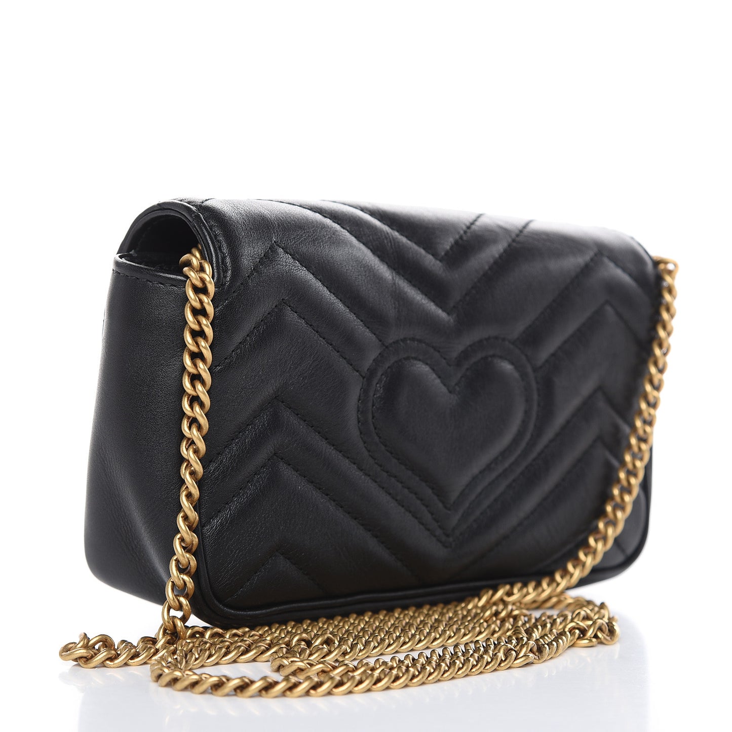 Calfskin Matelasse Super Mini GG Marmont Shoulder Bag Black