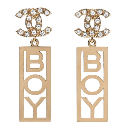 Chanel Crystal Boy Earrings Gold 1 of 5