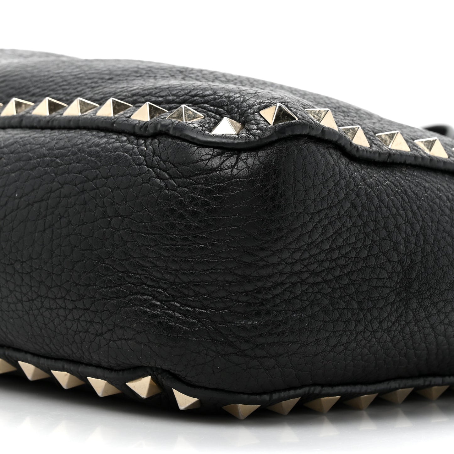 Pebbled Calfskin Small Rockstud Flip-Lock Messenger Bag Black