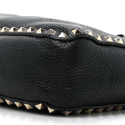 Valentino Garavani Pebbled Calfskin Small Rockstud Flip-Lock Messenger Bag Black 8 of 17