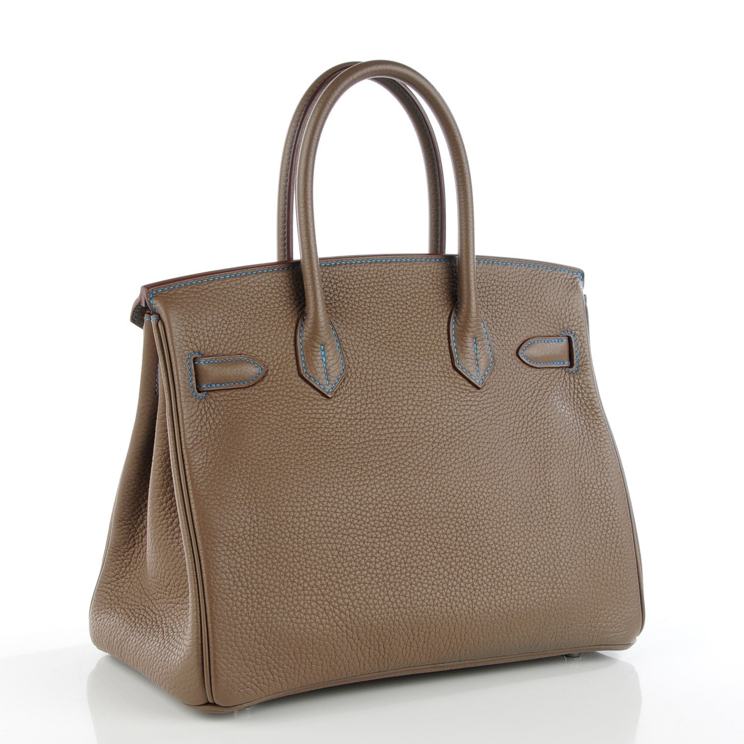 Hermes Taurillon Clemence Horseshoe Birkin 30 Etoupe Mykonos 3 of 21