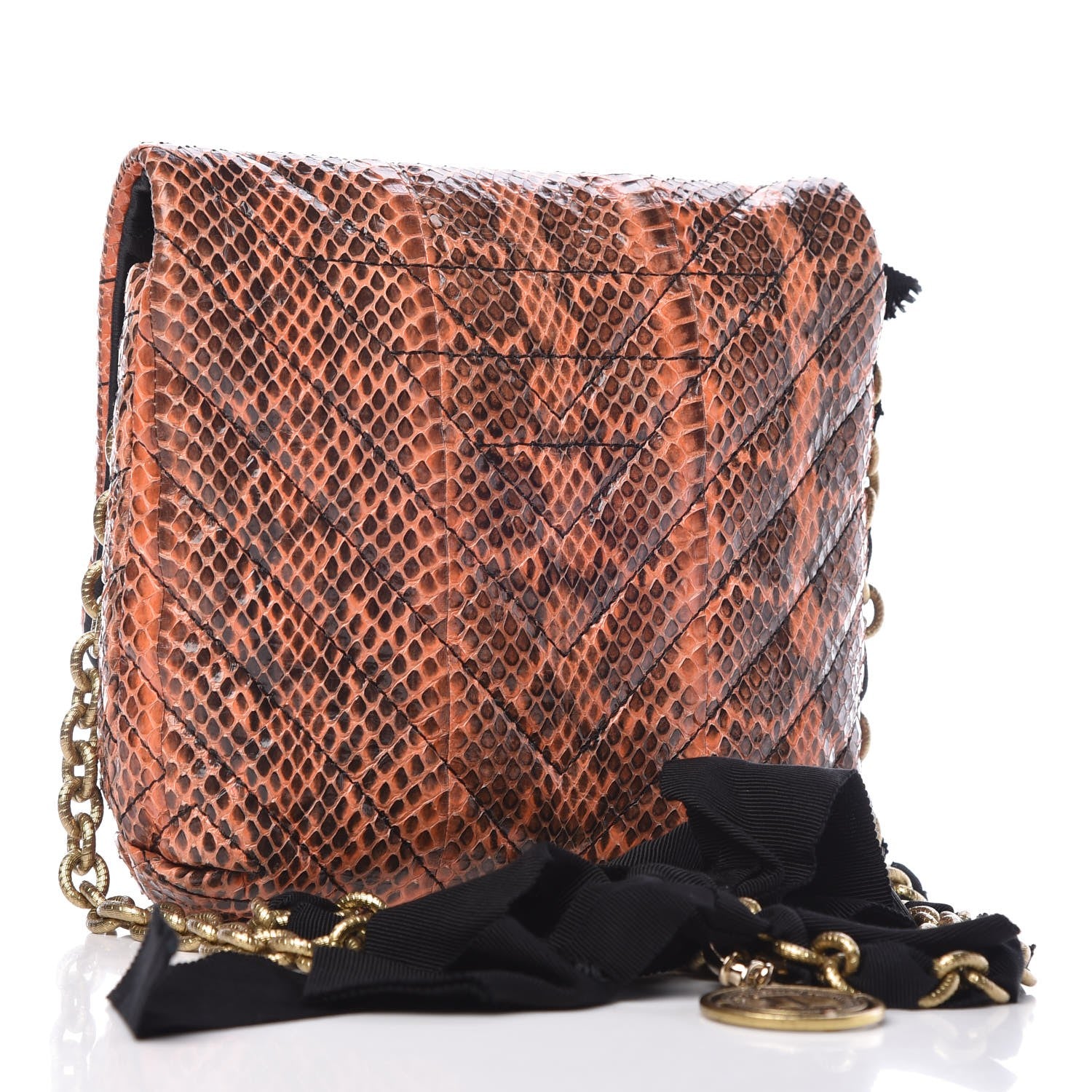 Lanvin Snakeskin Quilted Mini Happy Pop Crossbody Orange 3 of 10