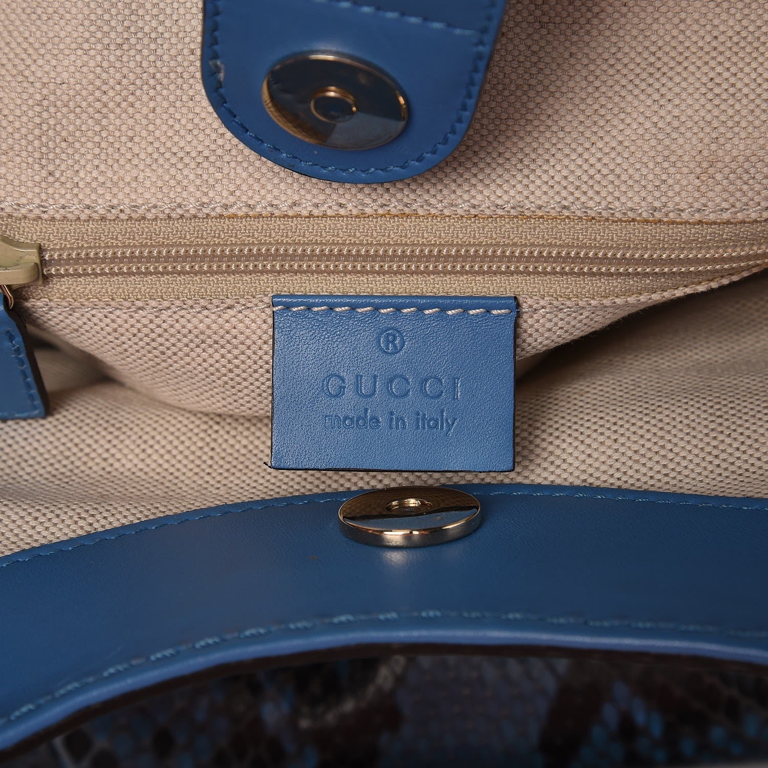 Gucci Python Medium Sukey Tote Blue 7 of 8