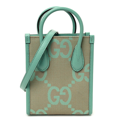 Gucci Monogram Jumbo GG Textured Dollar Calfskin Mini Tote Bag Pepperlight Mint 1 of 10