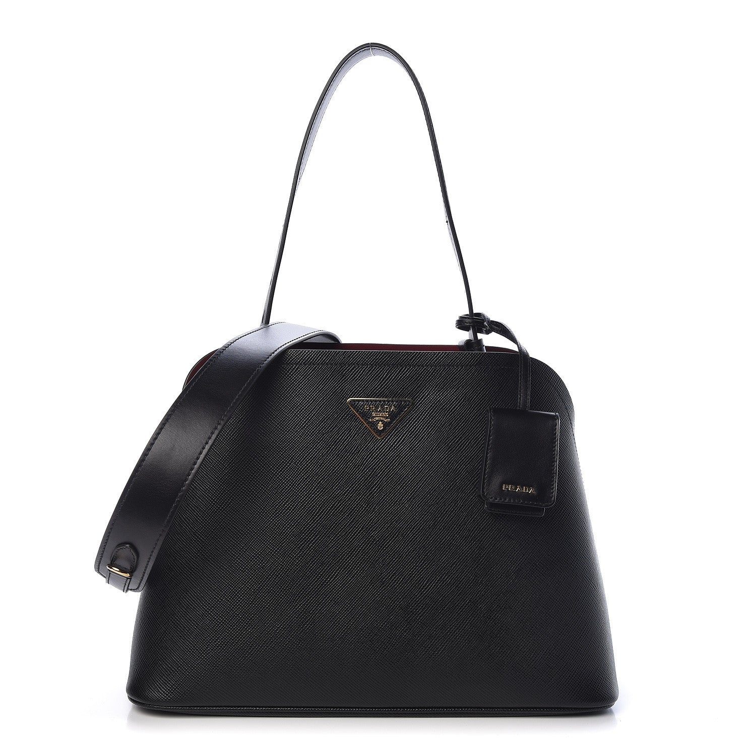 Prada Saffiano Cuir Matinee Tote Black Cherry 1 of 9