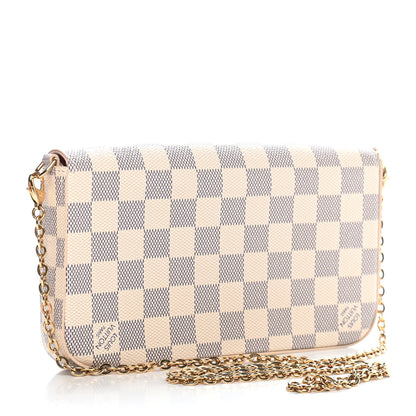Louis Vuitton Damier Azur Pochette Felicie Chain Wallet Rose Ballerine 3 of 8
