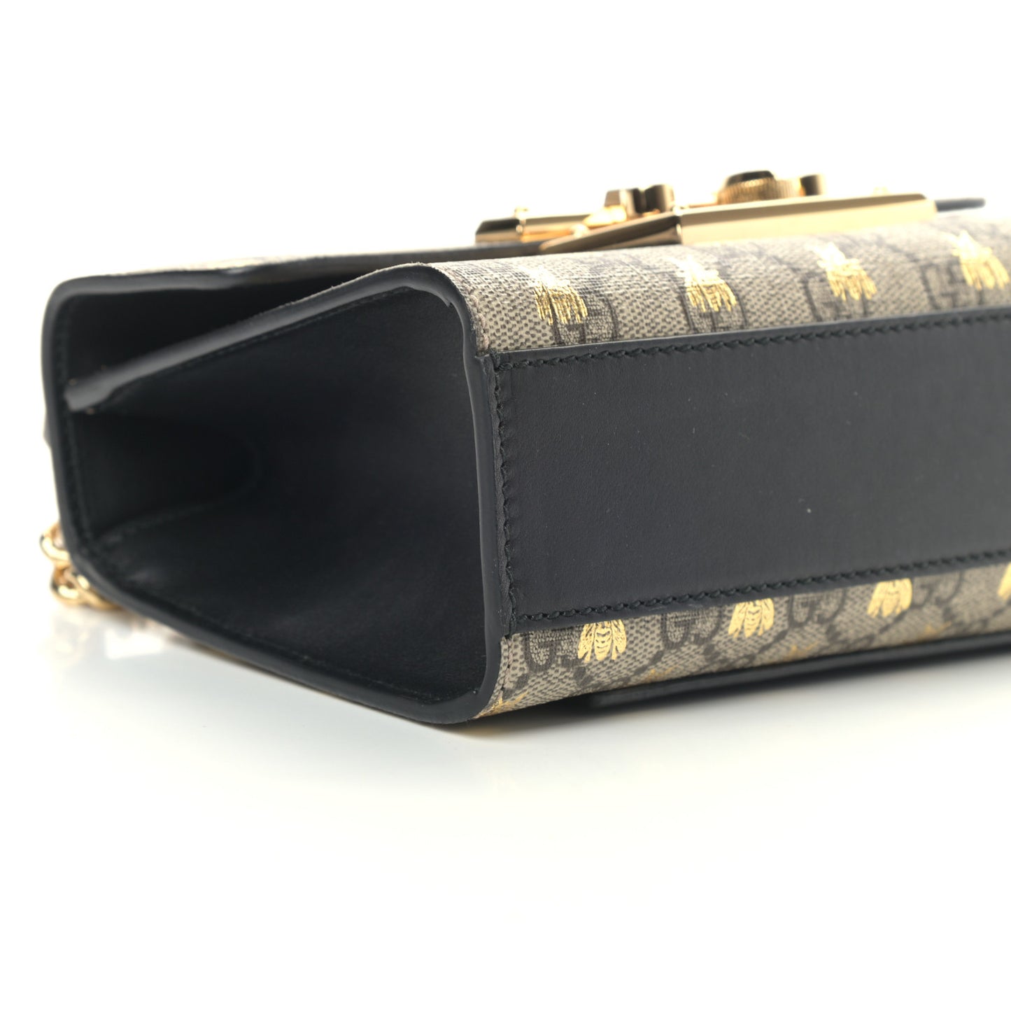 GG Supreme Monogram Bees Small Padlock Shoulder Bag Black