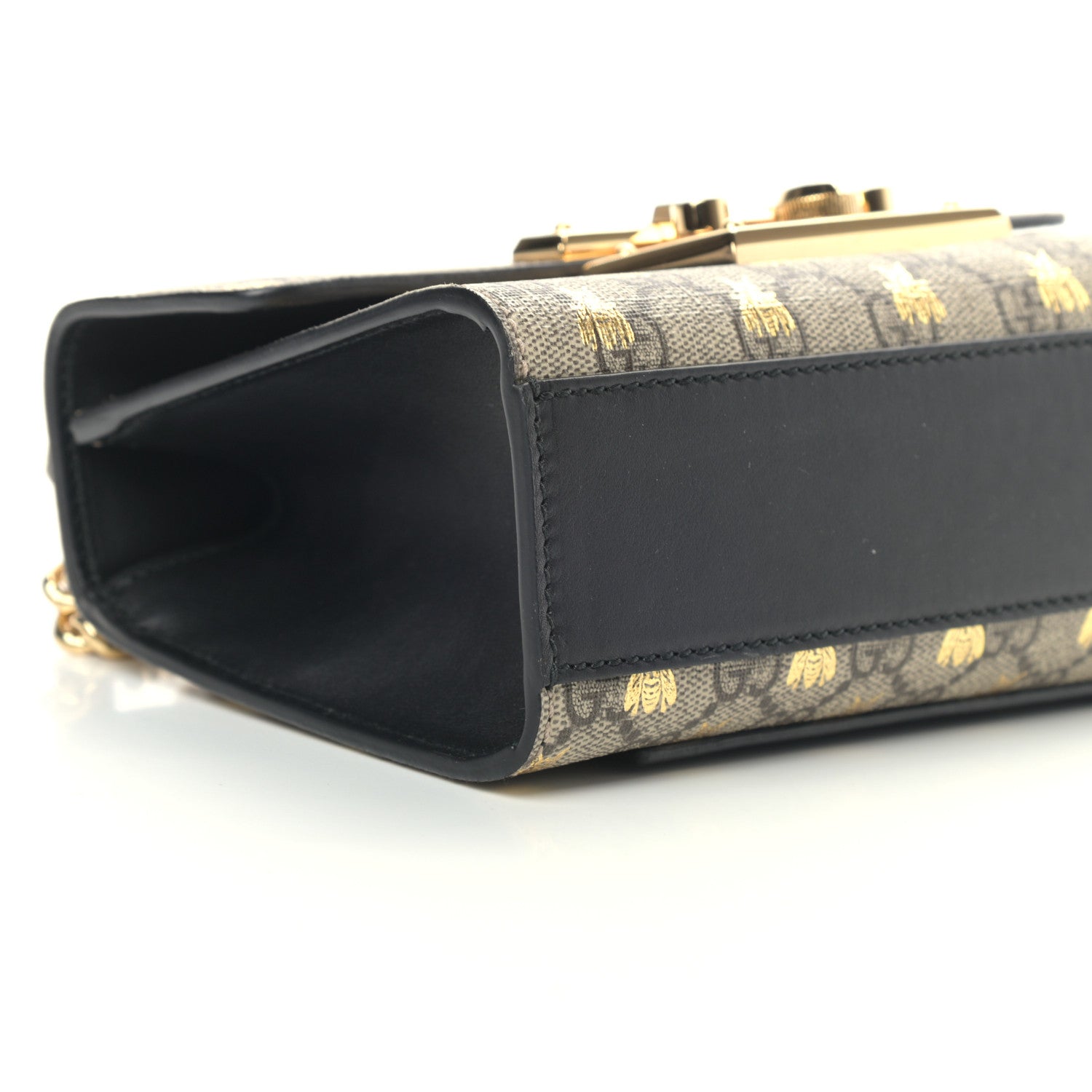 Gucci GG Supreme Monogram Bees Small Padlock Shoulder Bag Black 8 of 12