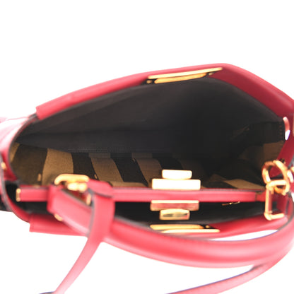 Fendi Vitello Morgan Fabric Jacquard Pequin Medium Peekaboo Iconic Satchel Mattone Tobacco Black 5 of 12