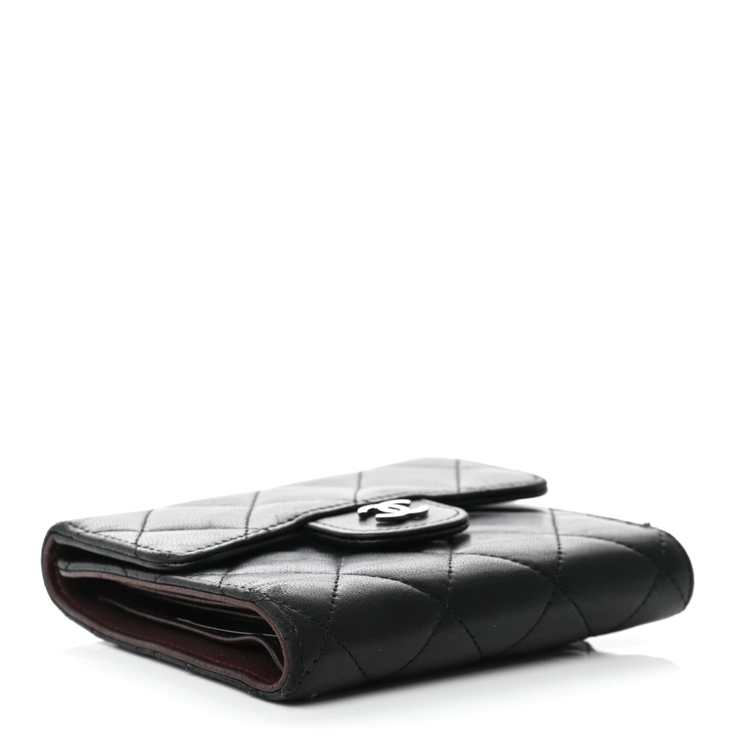 Chanel Lambskin Quilted Compact Flap Wallet Black 4 of 9