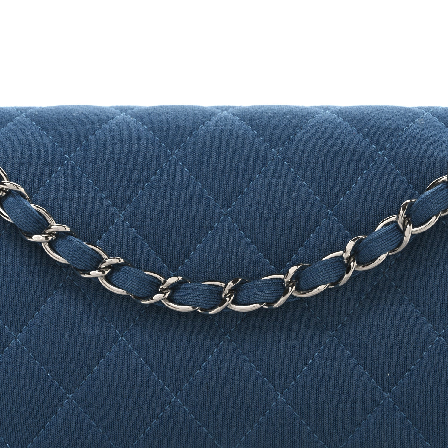 Chanel Jersey Quilted Medium Double Flap Blue 8 of 10