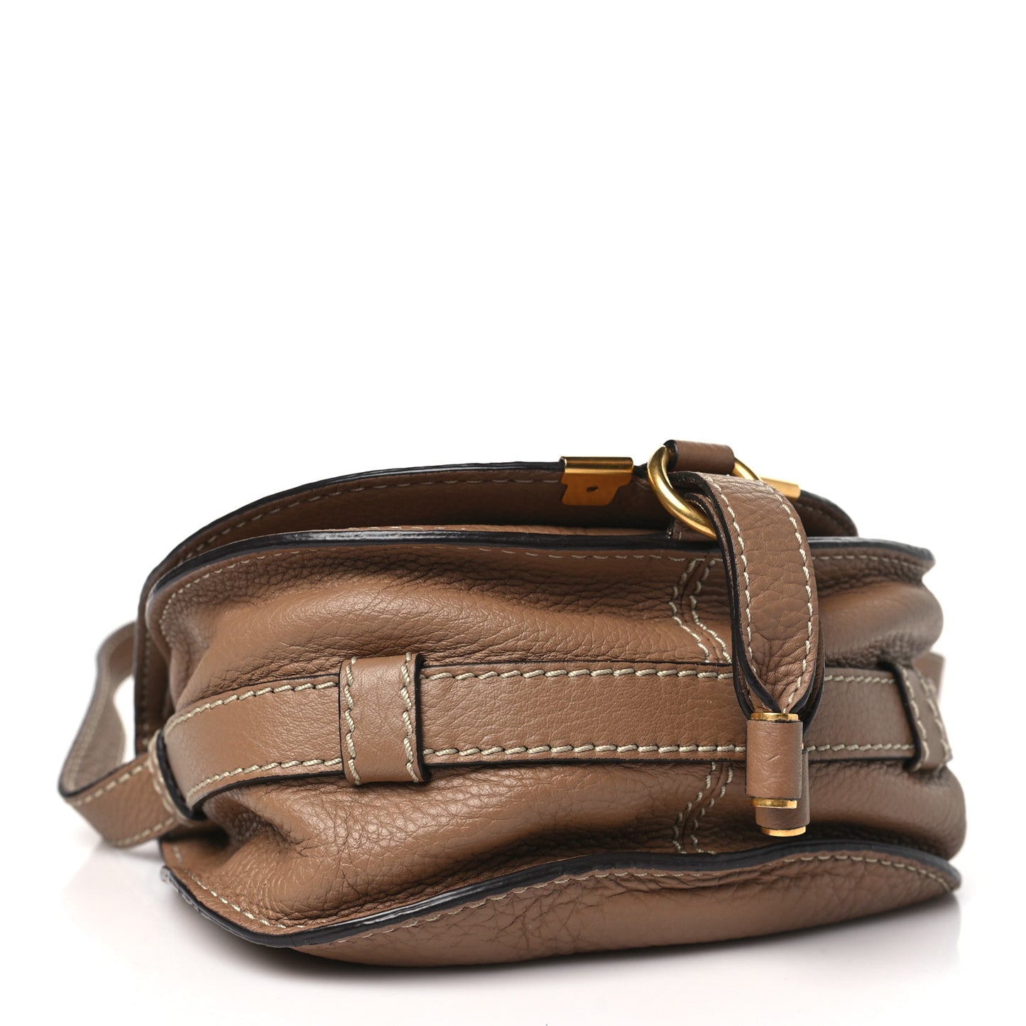 Grained Calfskin Small Marcie Saddle Bag Nut