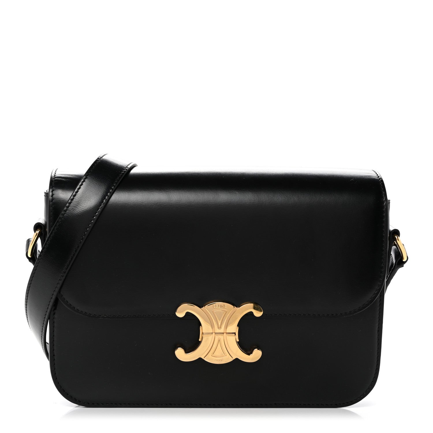 Celine Shiny Calfskin Medium Triomphe Black 1 of 13
