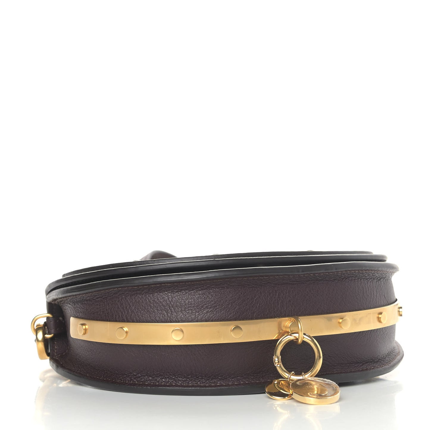 Calfskin Small Nile Bracelet Minaudiere Bag Carbon Brown