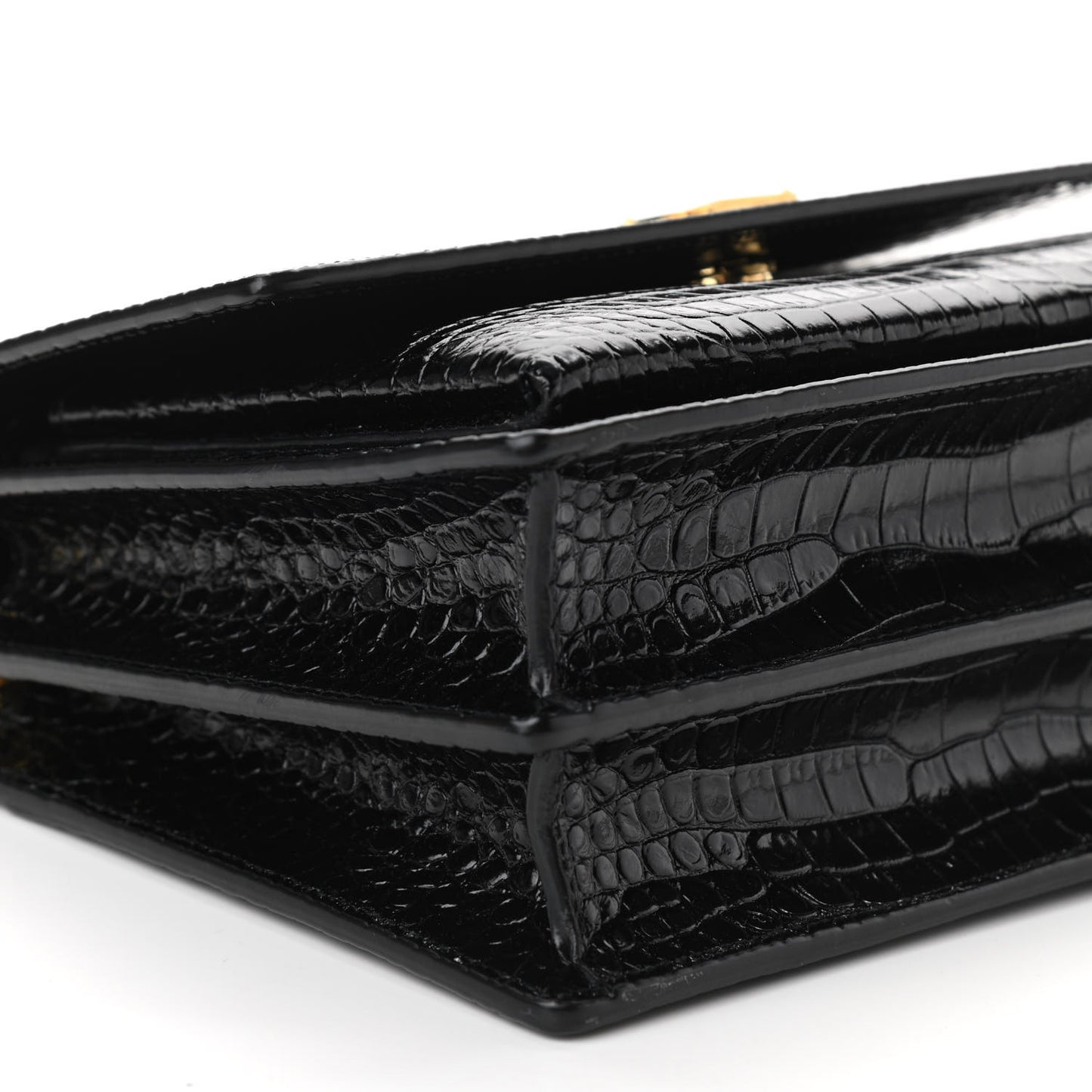 Calfskin Crocodile Embossed Medium Monogram Sunset Black