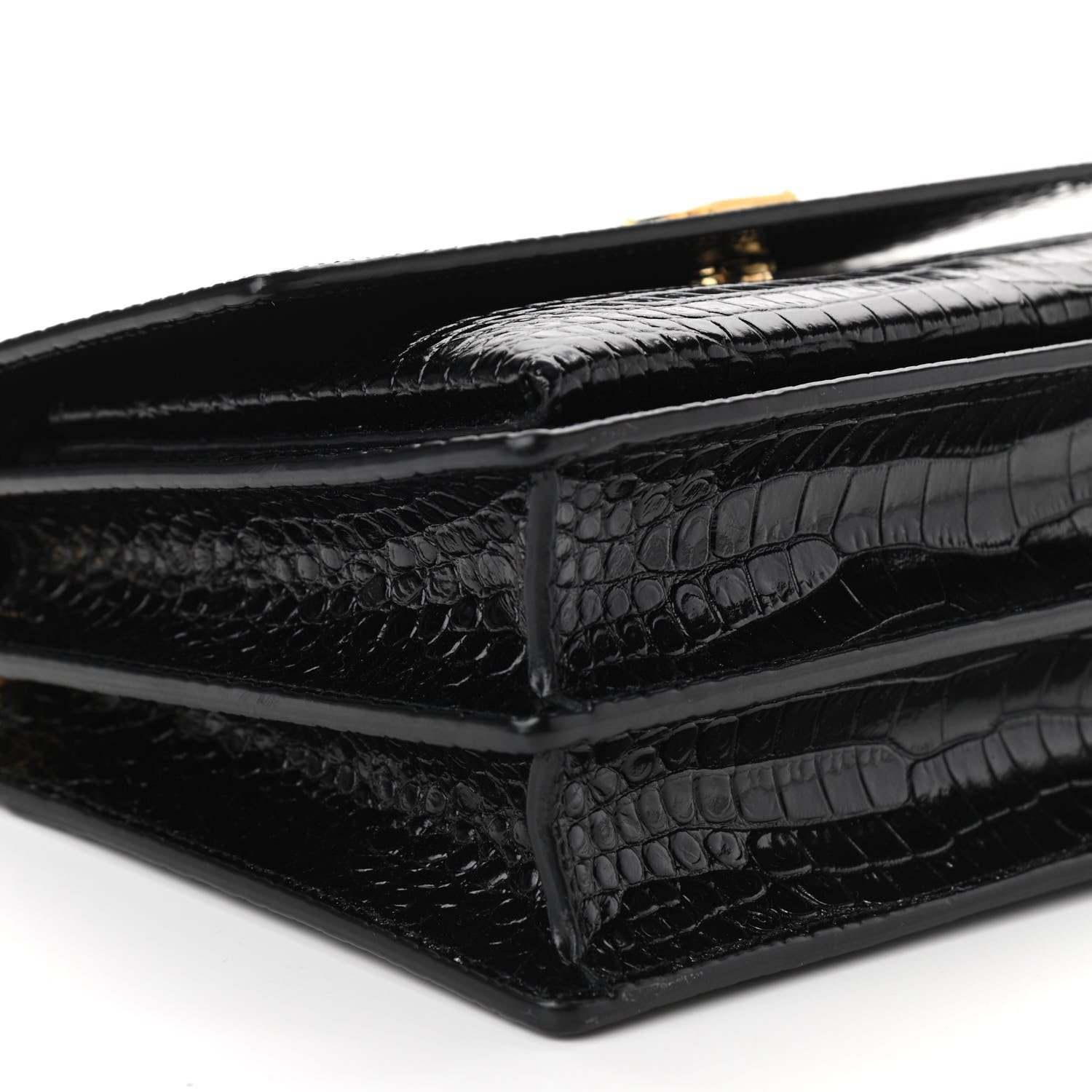 Saint Laurent Calfskin Crocodile Embossed Medium Monogram Sunset Black 9 of 9