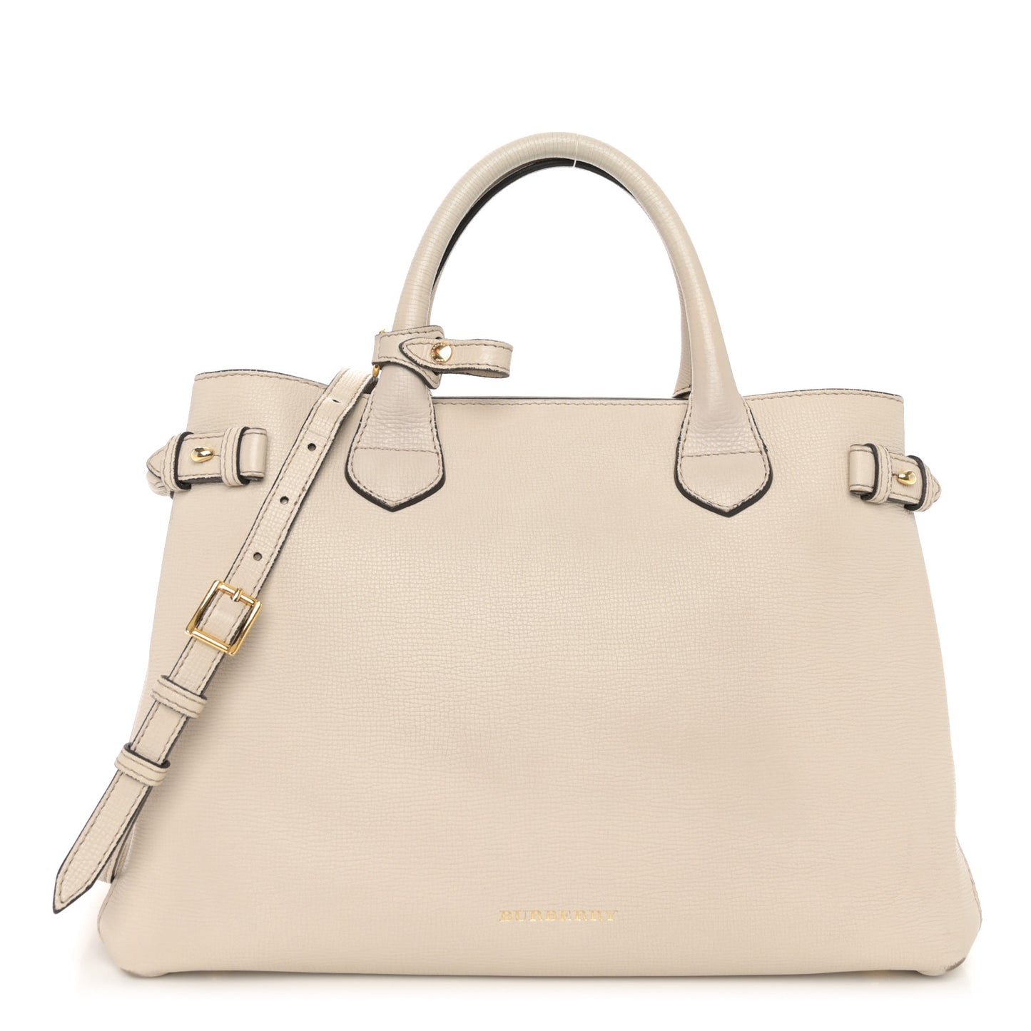 Derby Calfskin House Check Medium Banner Tote Limestone