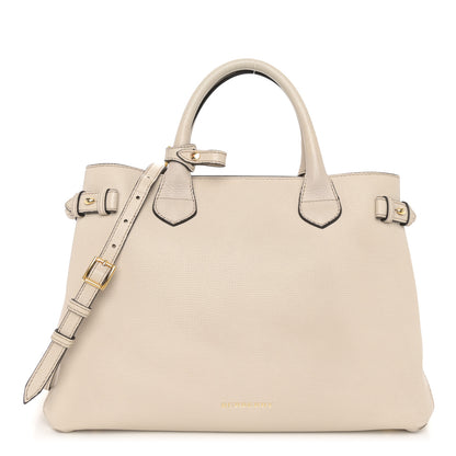 Burberry Derby Calfskin House Check Medium Banner Tote Limestone 1 of 18