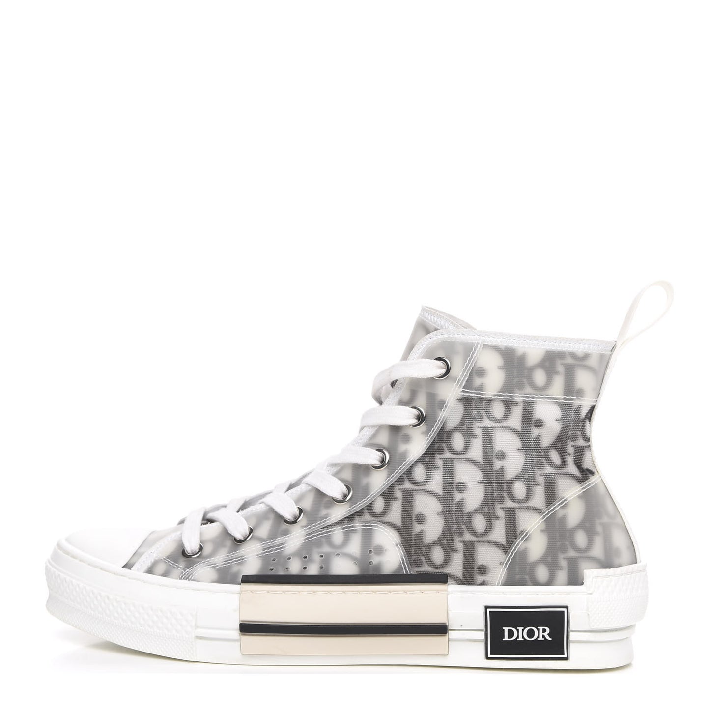 Technical Canvas Oblique Mens B23 High Top Sneakers 46 White Black