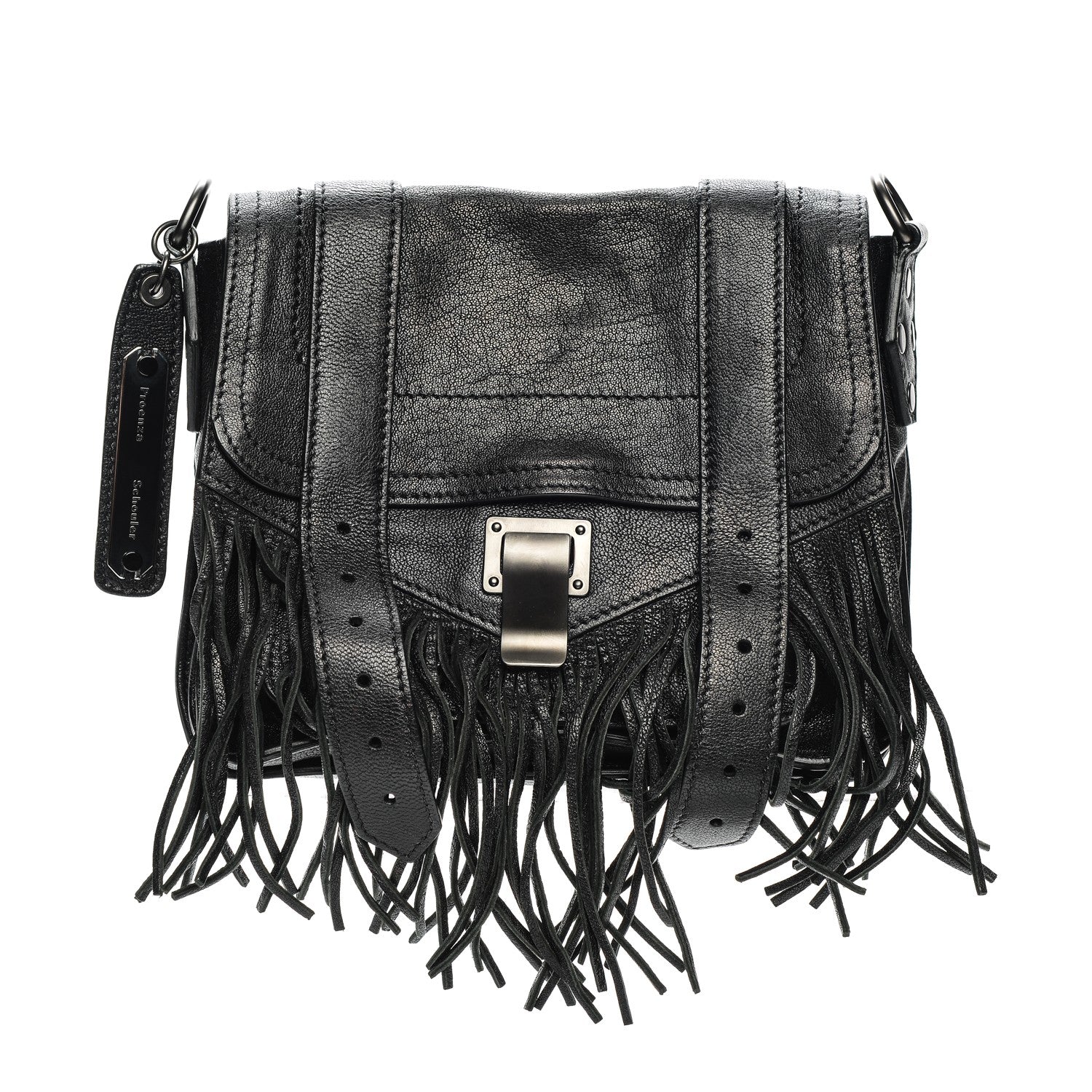 Proenza Schouler Lambskin Fringe PS1 Crossbody Pouch Black 1 of 7