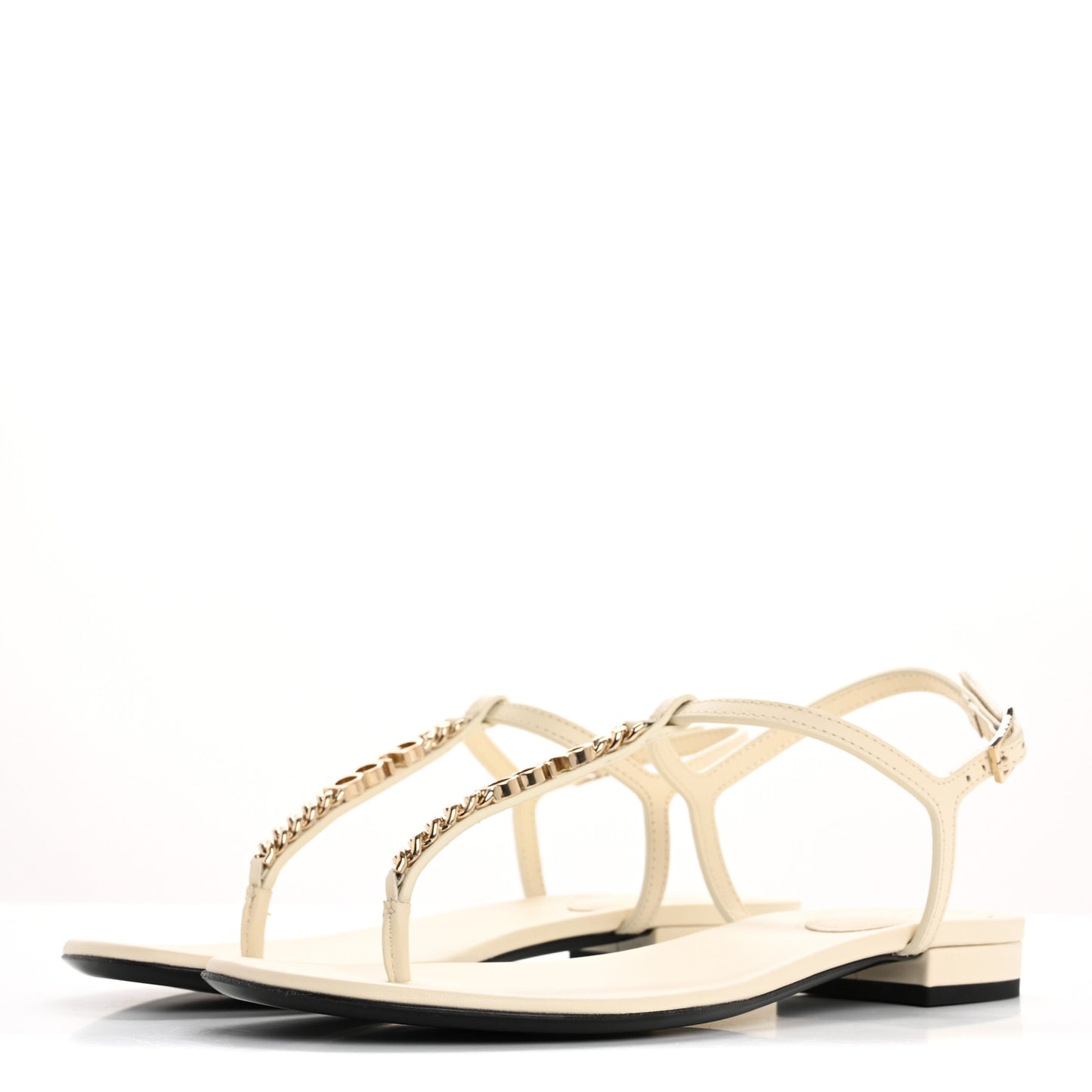 Sierra Calfskin Signoria Thong Sandals 38.5 New Ivoire