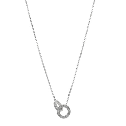 Cartier 18K White Gold Diamond Interlocking LOVE Paved Necklace 1 of 4