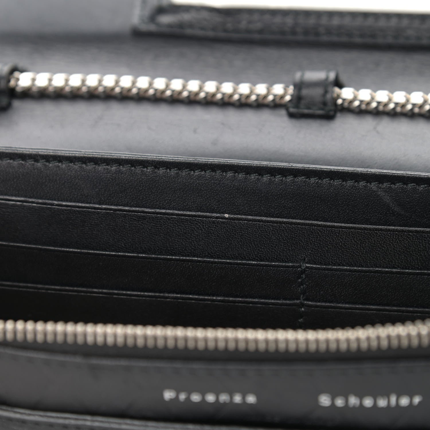 Proenza Schouler Calfskin Embossed Crosshatch PS11 Chain Wallet Black 9 of 12