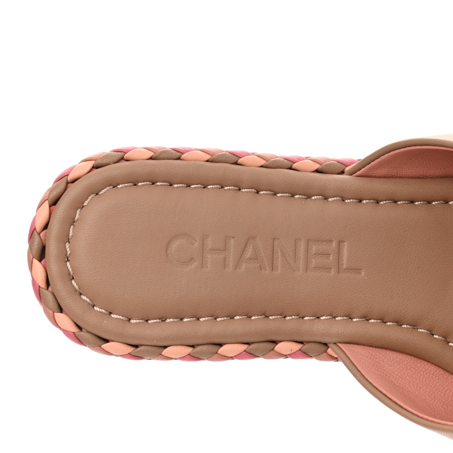 Chanel Lambskin Braided Mule Sandals 37 Light Brown 7 of 9