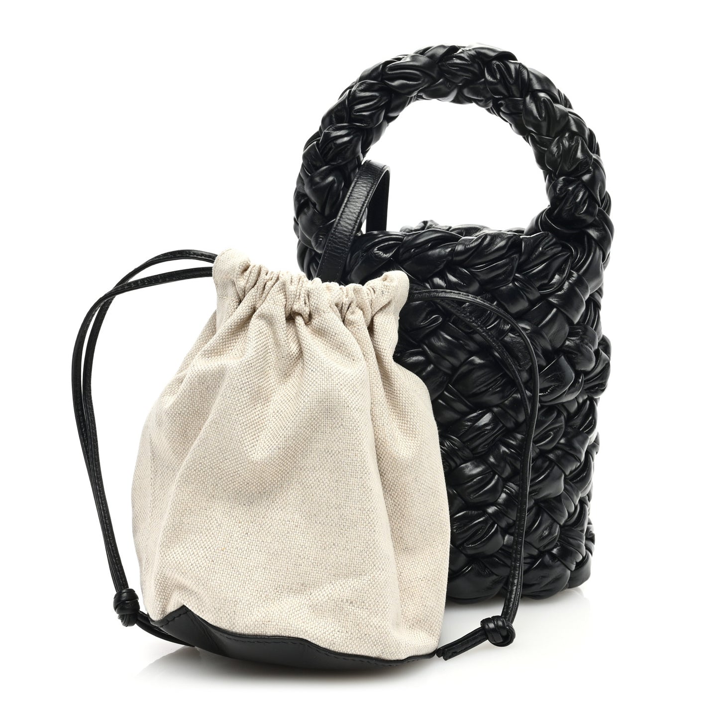 Calfskin Intrecciato Kalimero Bucket Bag Black