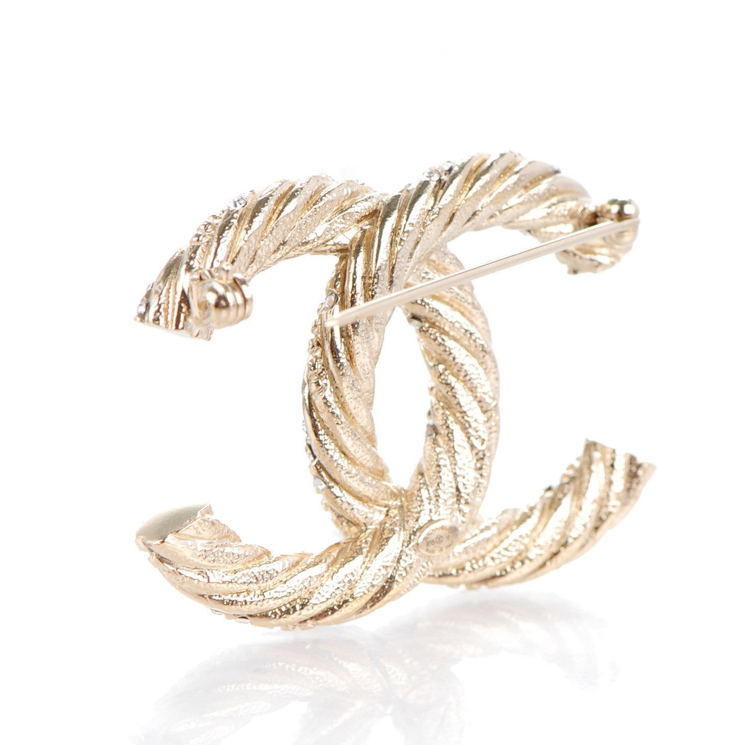 Chanel Crystal Twisted CC Brooch Light Gold 3 of 5