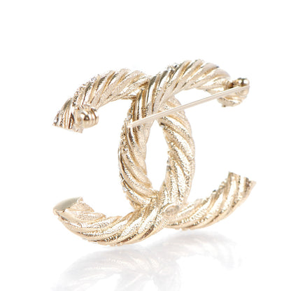 Chanel Crystal Twisted CC Brooch Light Gold 3 of 5