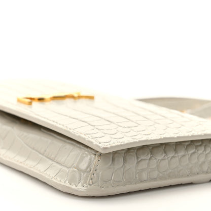 Saint Laurent Crocodile Embossed Monogram Phone Holder Crossbody Blanc Vintage 8 of 8