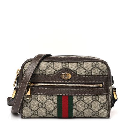 Gucci GG Supreme Monogram Web Mini Ophidia Shoulder Bag Brown 1 of 9