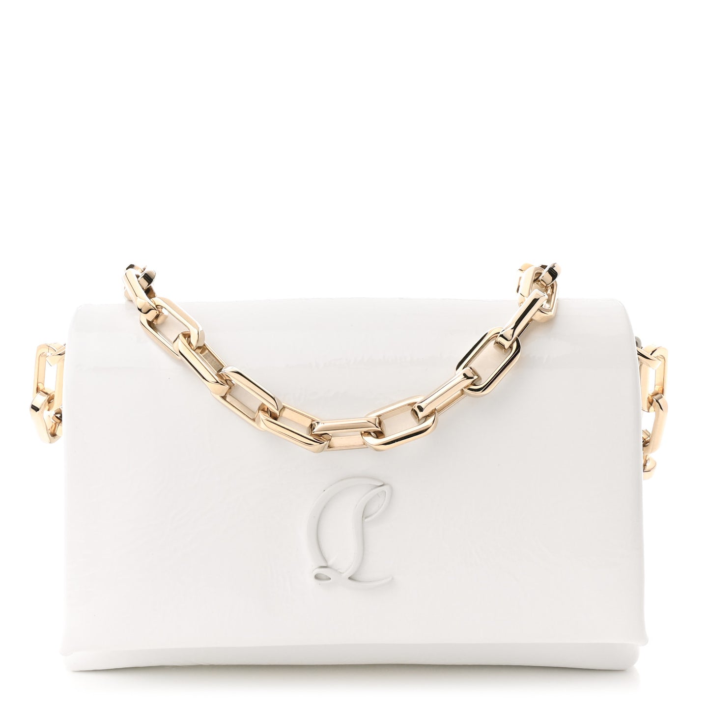Naplak Patent Calfskin Monochrome Loubi54 Shoulder Bag White