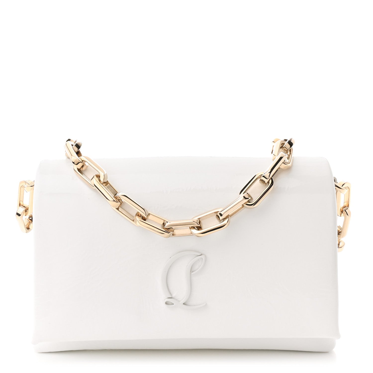Christian Louboutin Naplak Patent Calfskin Monochrome Loubi54 Shoulder Bag White 1 of 11