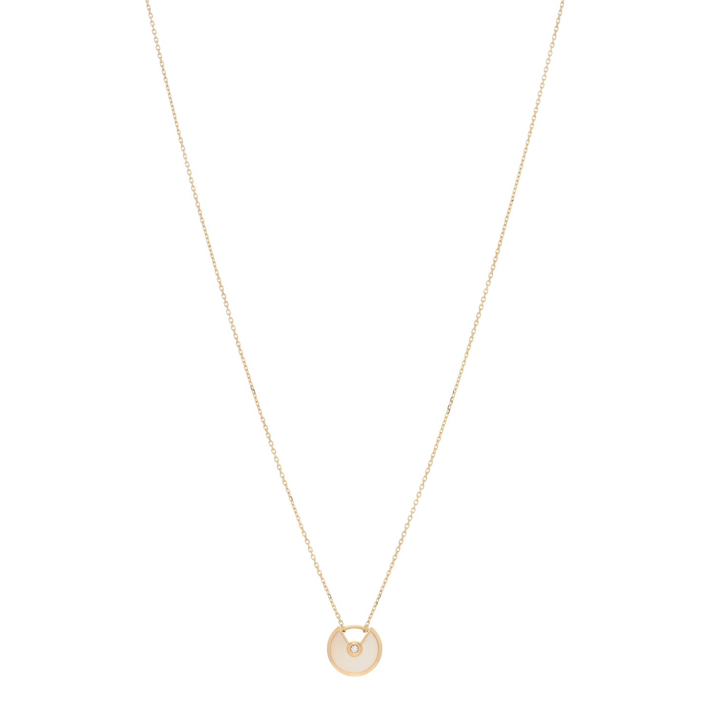 18K Yellow Gold Diamond Mother of Pearl XS Amulette de Cartier Pendant Necklace