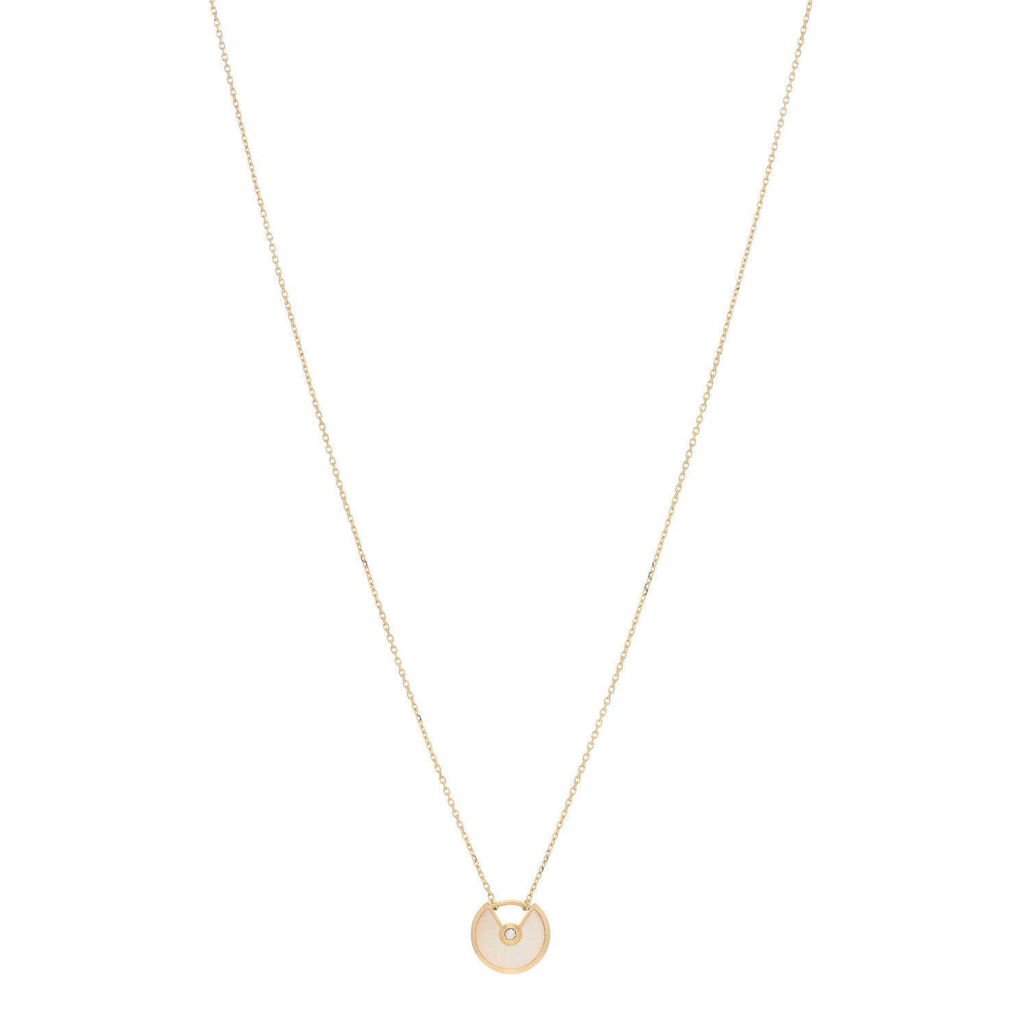 Cartier 18K Yellow Gold Diamond Mother of Pearl XS Amulette de Cartier Pendant Necklace 1 of 4