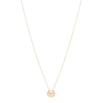 Cartier 18K Yellow Gold Diamond Mother of Pearl XS Amulette de Cartier Pendant Necklace 1 of 4