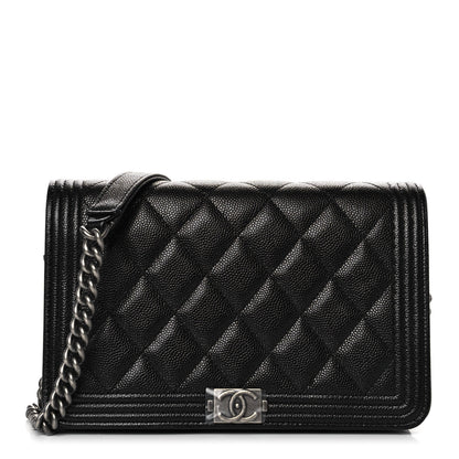 Chanel Caviar Quilted Boy Wallet On Chain WOC Black 1 of 12