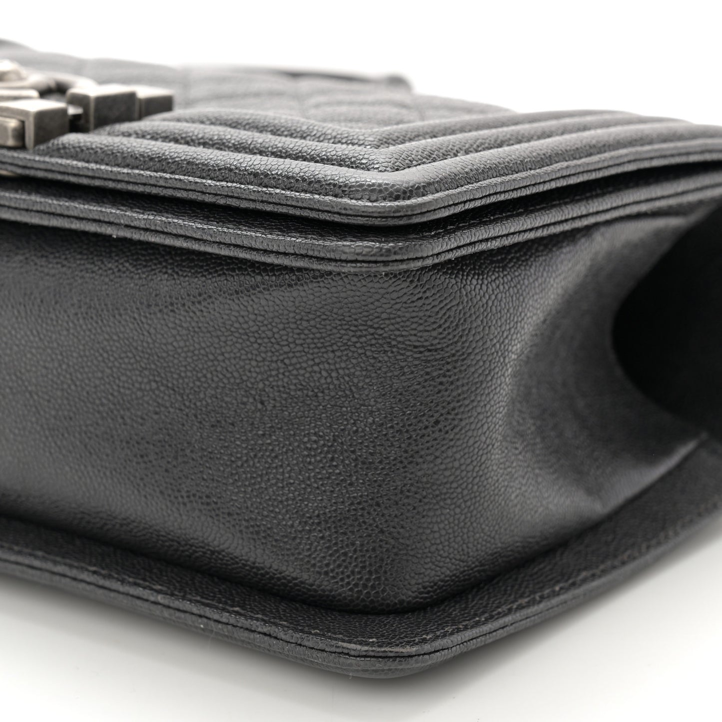 Caviar Quilted Small Boy Flap Grey
