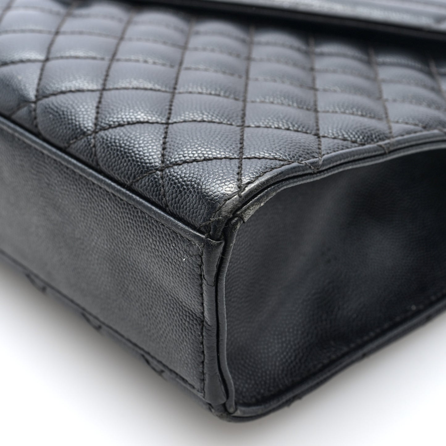 Grain De Poudre Textured Mixed Matelasse Large Triquilt Monogram Monochrome Satchel Black
