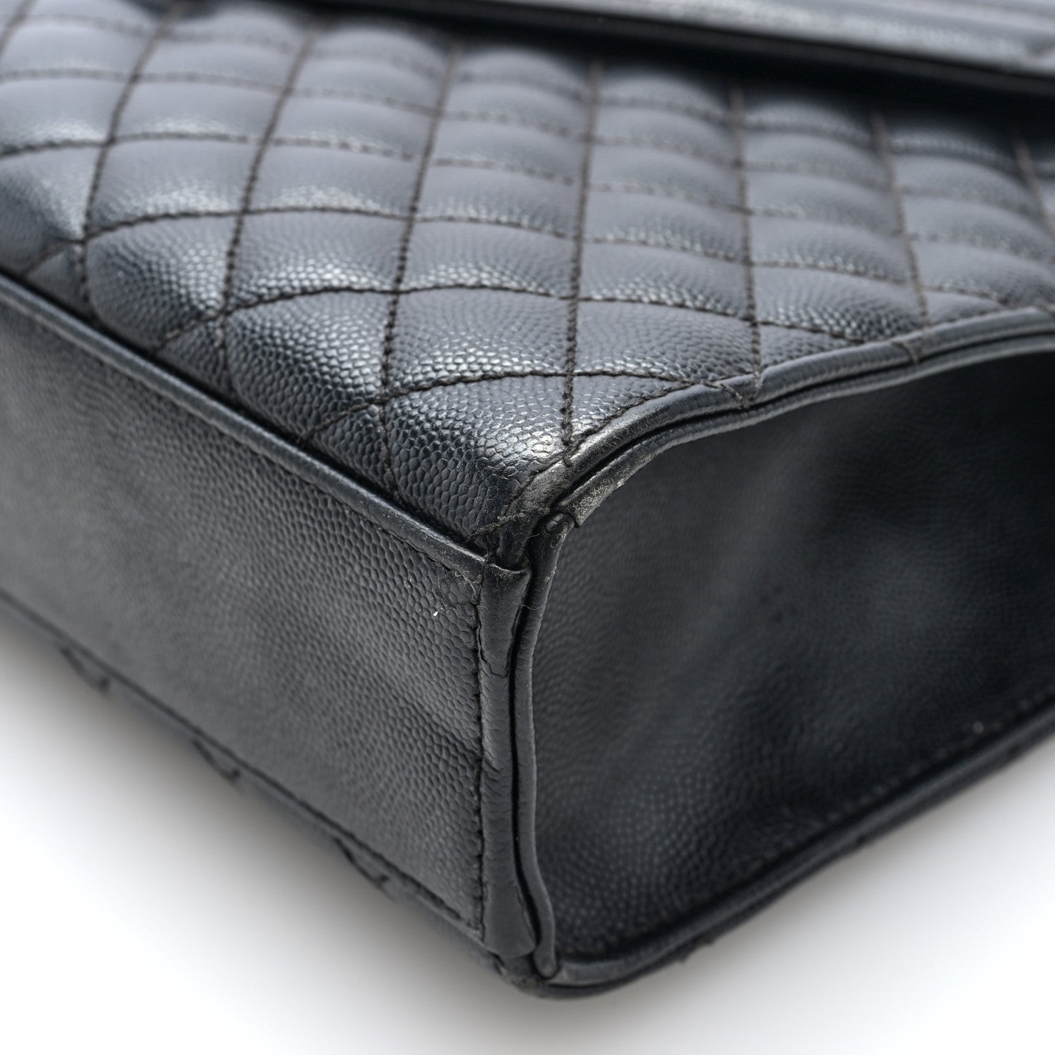 Saint Laurent Grain De Poudre Textured Mixed Matelasse Large Triquilt Monogram Monochrome Satchel Black 9 of 9