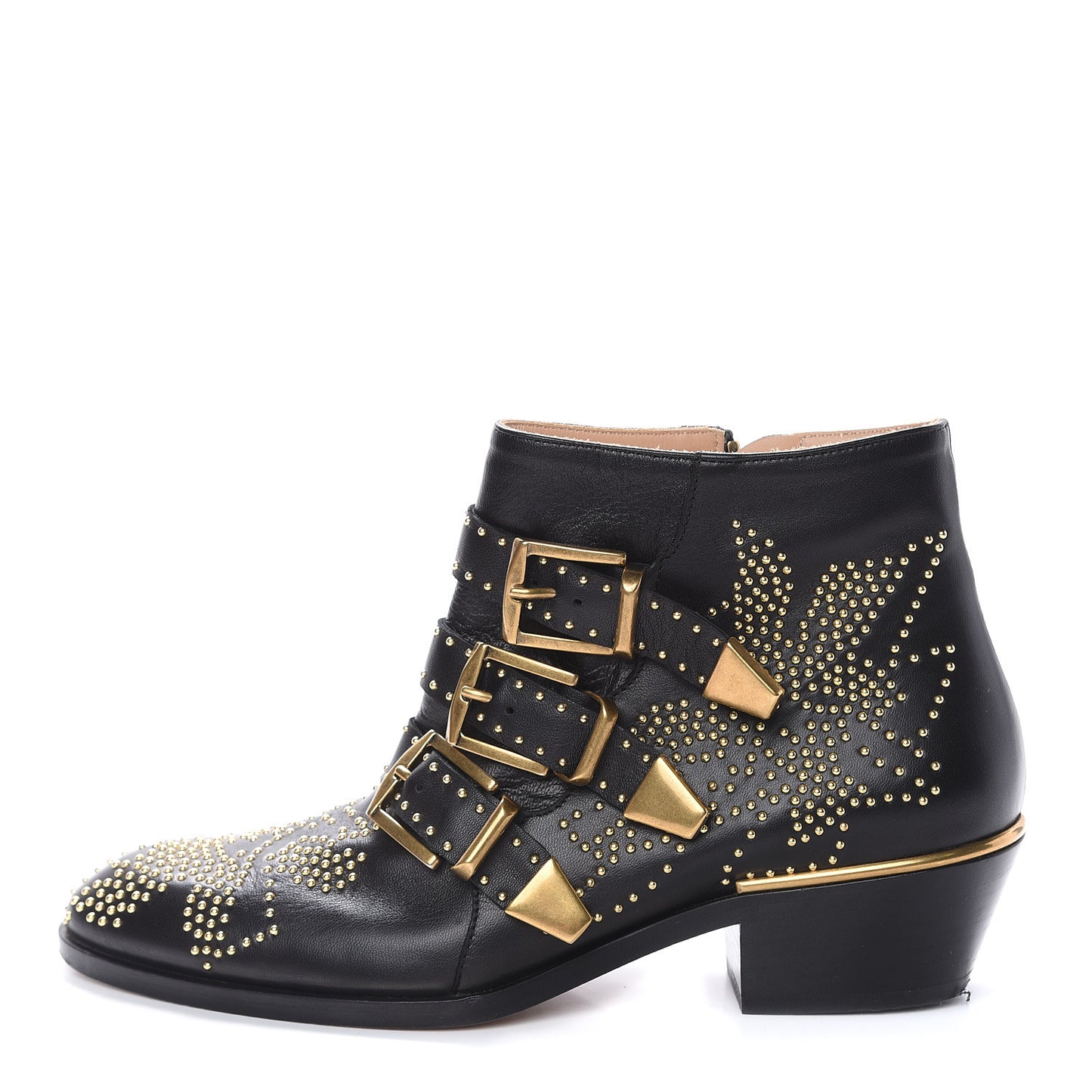 Nappa Sheepskin Studded Susanna Ankle Boots 35 Black Gold