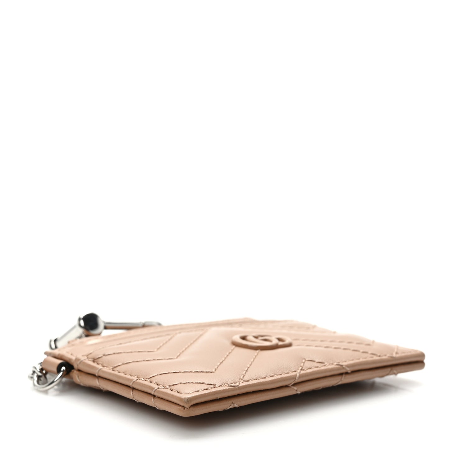Calfskin Matelasse Monochrome GG Marmont Key Case Card Holder Camelia