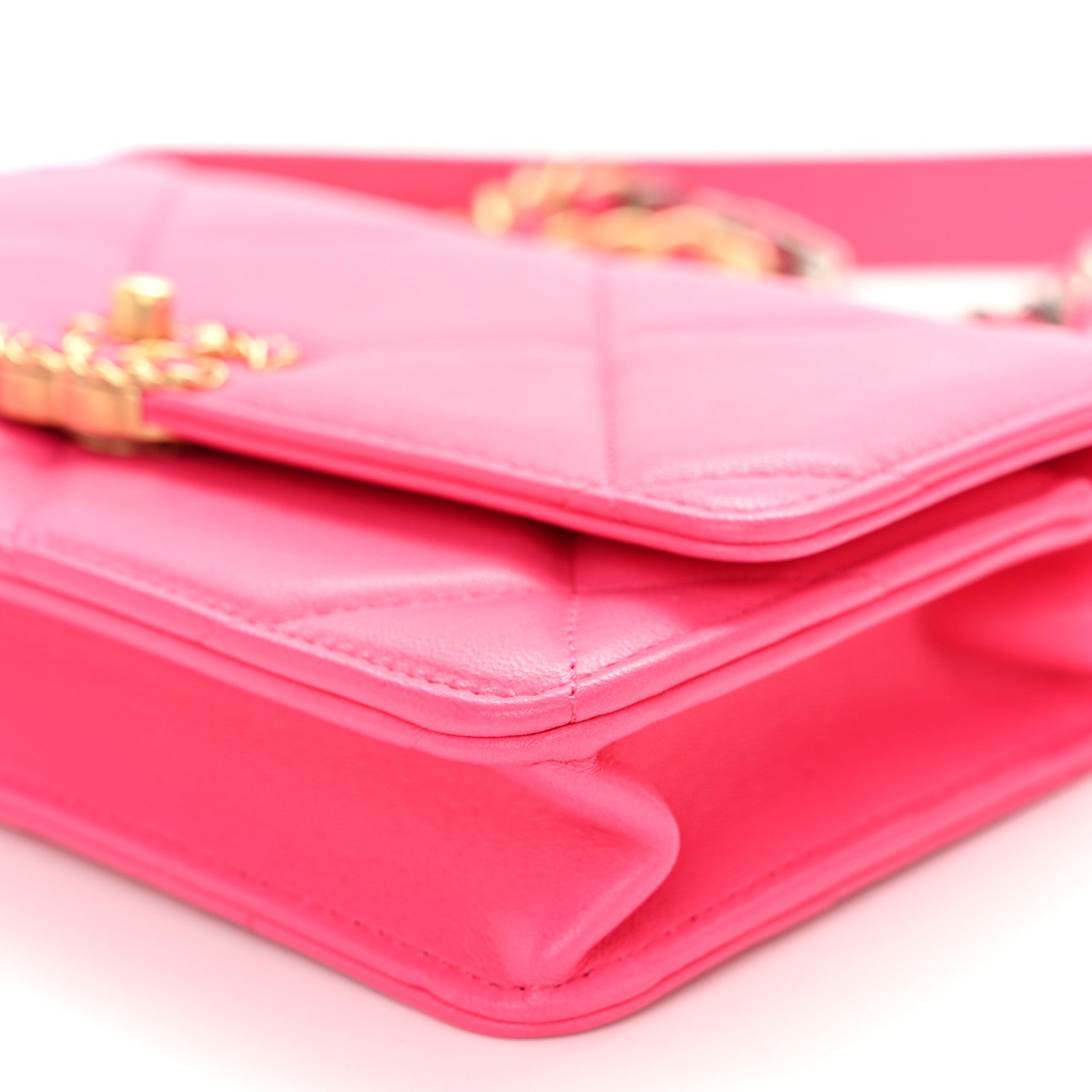 Chanel Lambskin Quilted Chanel 19 Wallet On Chain WOC Dark Pink 11 of 12