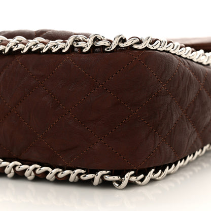 Chanel Washed Lambskin Quilted Chain Around Maxi Flap Dark Brown 10 of 10