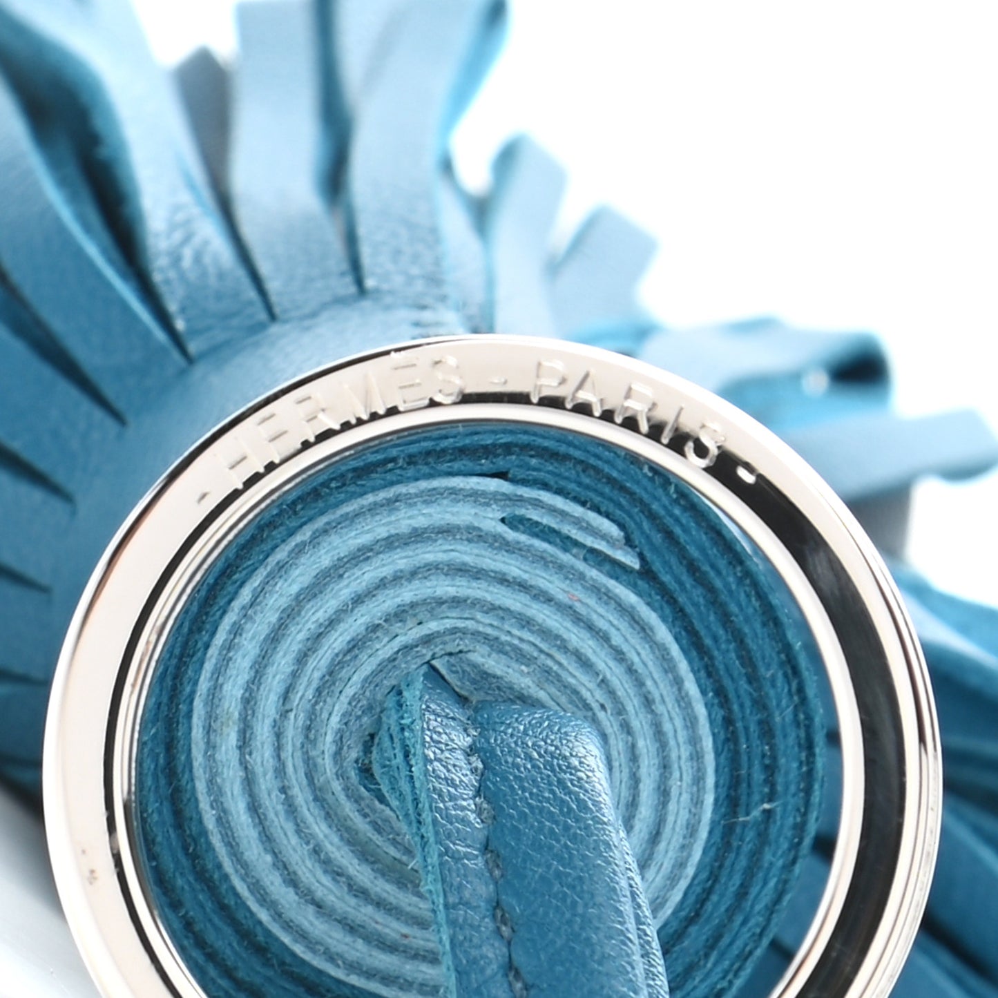 Lambskin Bi-Color Carmen Tassel Key Holder Bleu Izmir Celeste