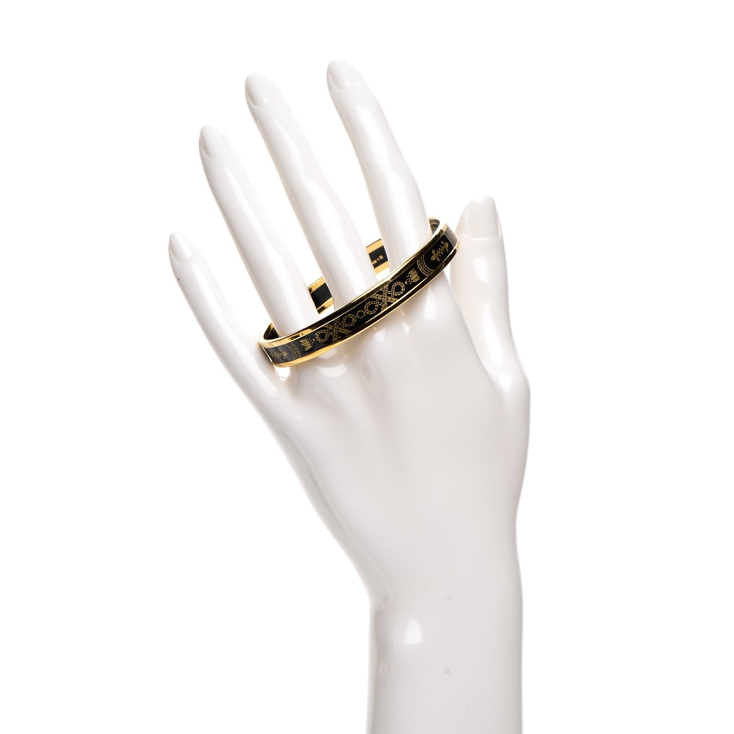 Hermes Enamel Printed Grand Apparat Narrow Bracelet 65 Black 2 of 6