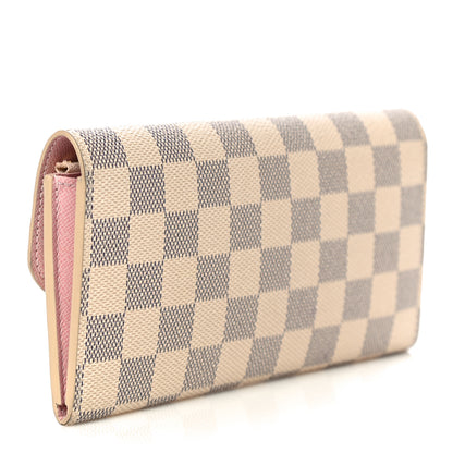 Louis Vuitton Damier Azur Emilie Wallet Rose Ballerine 3 of 15